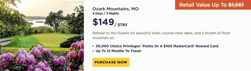 Ozark Mountains, MO - (4 Days/3 Nights) With Bluegreen Vacation Membership.