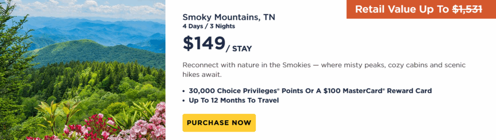 Smokey Mountains, TN- (4 Days/3 Nights) With Bluegreen Vacation Membership.