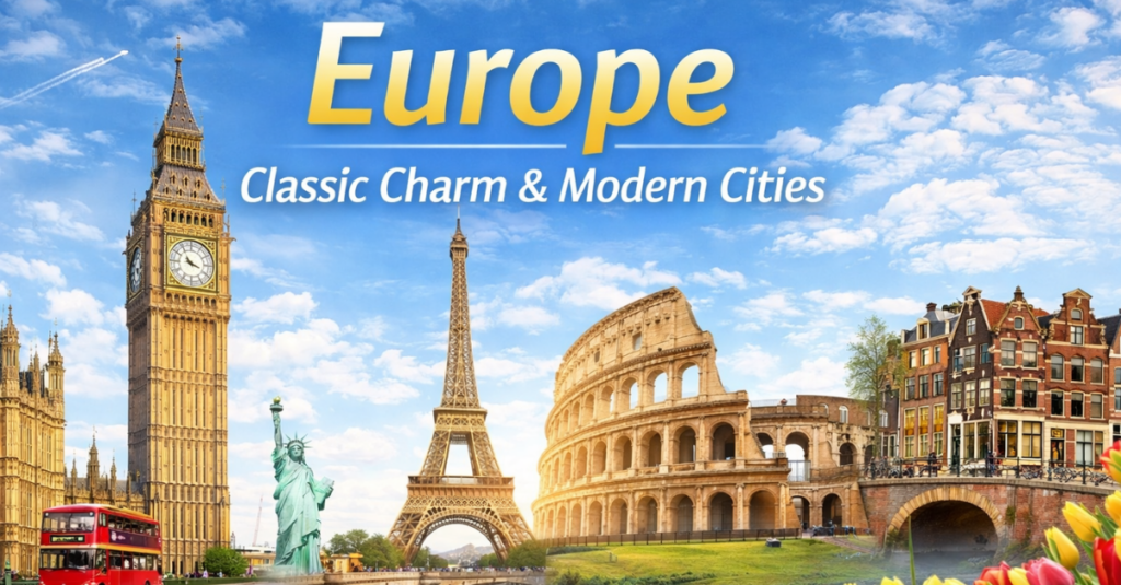 European landmarks and iconic sights