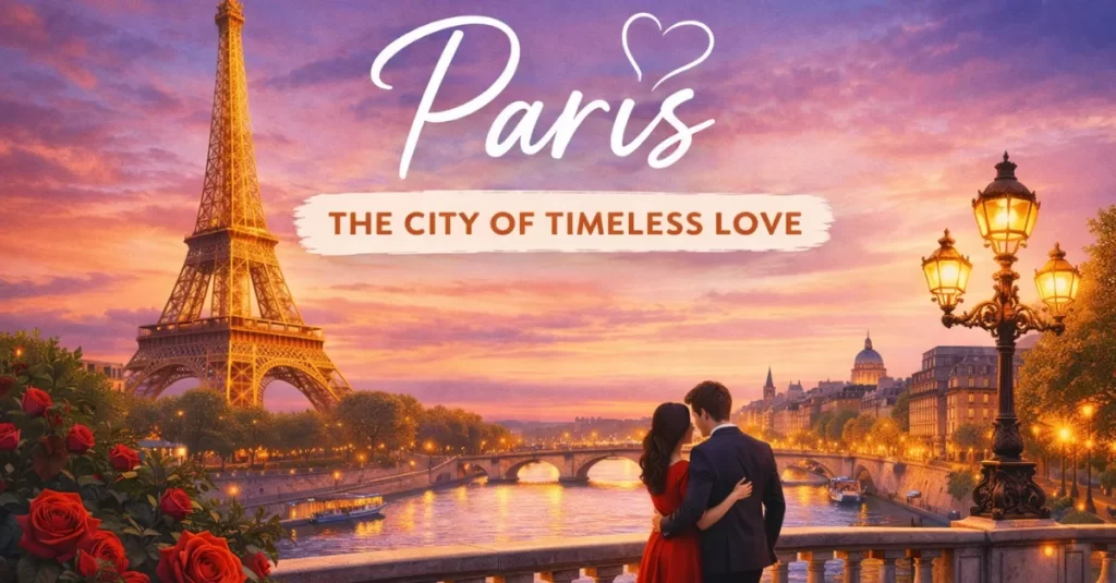 Paris at sunset with timeless romance