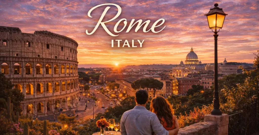 Romantic sunset in Rome